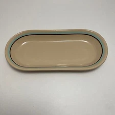 Vintage Shenango Inca Ware Oval Serving Bowl | 10" | Turquoise Black | Stoneware