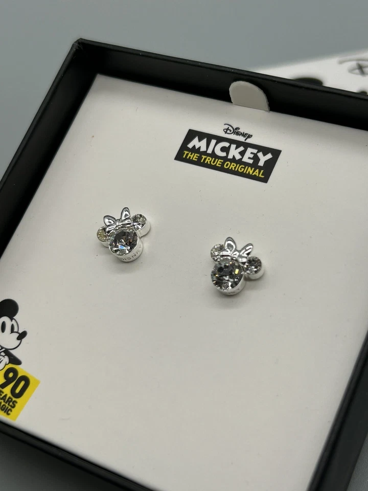 Disney Mini Ratón Circonita Cúbica Chapado en Plata Sud 10mm Pendientes Perforados NUEVO Foto 2 de 4