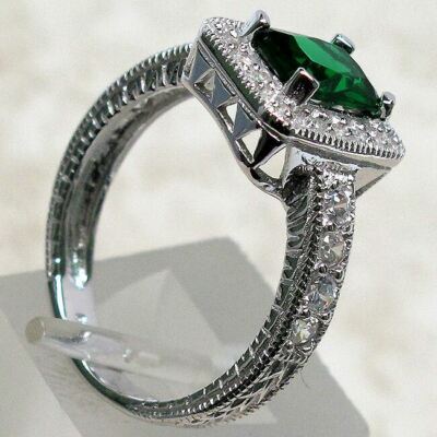 sterling silver エメラルドリング ELEGANT 1.5 CT EMERALD 925 STERLING SILVER RING SIZE 5-10 | eBay