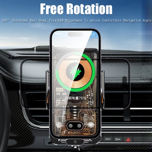 Caricabatterie wireless 66W max caricatore automatico auto supporto cellulare auto supporto auto - Foto 6 di 15
