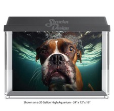 Boxer Brown Dog Swimming Polyester Fish Tank Glass Backdrop Aquarium Background