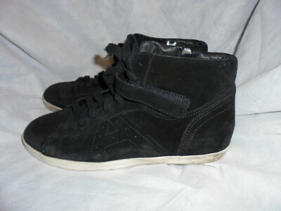ASH LADIES BLACK SUEDE LEATHER ZIP UP STRAP TRAINERS