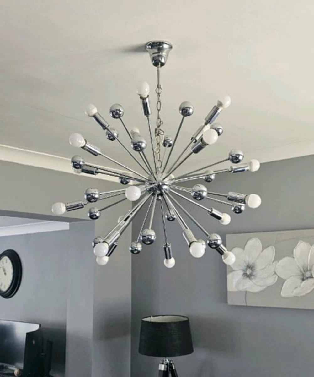 B Q Komet Pendant Chrome Effect 20 Lamp Light Fitting