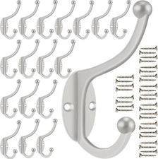 Wall Hooks, 20Pcs Coat Hooks Hardware Towel Hooks for Hanging Coats Double No Ru