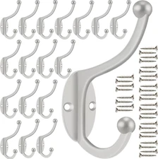 Wall Hooks, 20Pcs Coat Hooks Hardware Towel Hooks for Hanging Coats Double No Ru