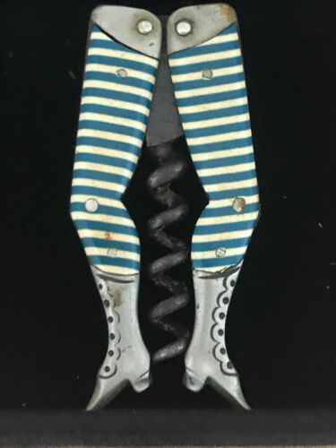 Antique 1894 Steinfeld & Reimer Ladies Legs Celluloid Striped Stocking Corkscrew - Picture 2 of 12