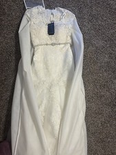 Justin Alexander Women White/Coffee Waist Bow Wedding Dress Sz 12 NWT