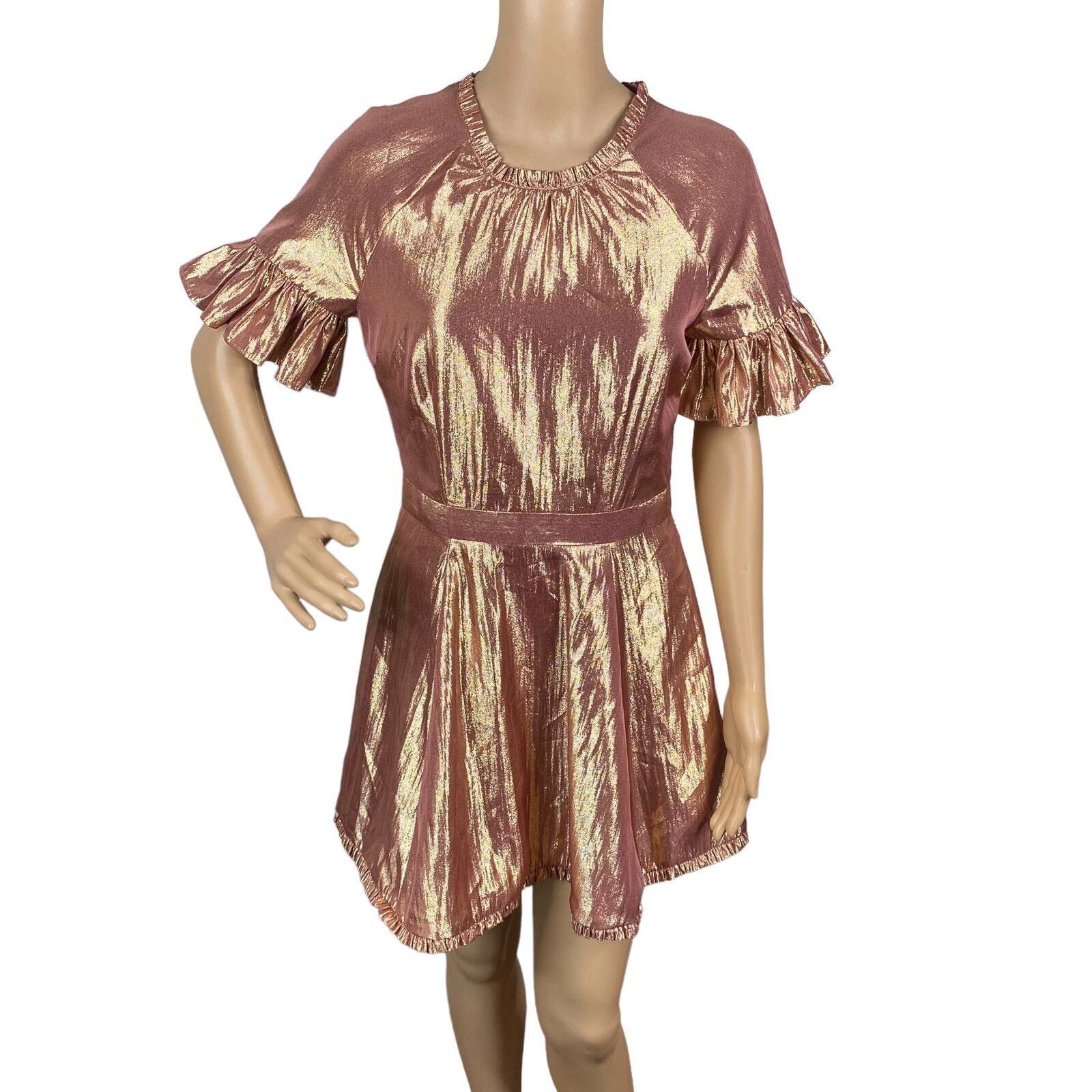 Rose Gold Swing Dress Evening Gown Rose Gold Swing Dress Sexy Side Slit Off  Shoulder