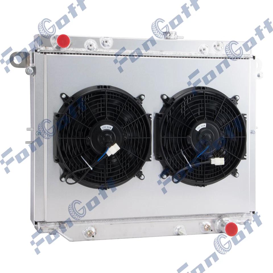 4Row Radiator Shroud Fan For 1998-2007 2005 Toyota Land Cruiser Lexus LX470 4.7L Foto 3 de 4