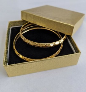 Authentic Vintage 22k Gold Plated Indian Bangle Set Retro Design (2pcs)