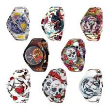 Orologio Solo Tempo DOODLE Cassa Acciaio Cinturino Silicone con Fantasia Tattoo
