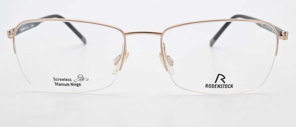 Marco de gafas Rodenstock R 7036 A 53-17 135 media llanta oro brillo titanio sin tornillos Foto 3 de 4