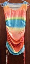 Women's U Neck  Tie-dye Print Multicolor Sleeveless Mini Sundress