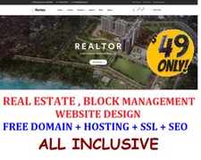 REAL ESTATE, BLOCK MANAGEMENT WEB SITE DESIGN Pages Free Domain Hosting SEO SSL