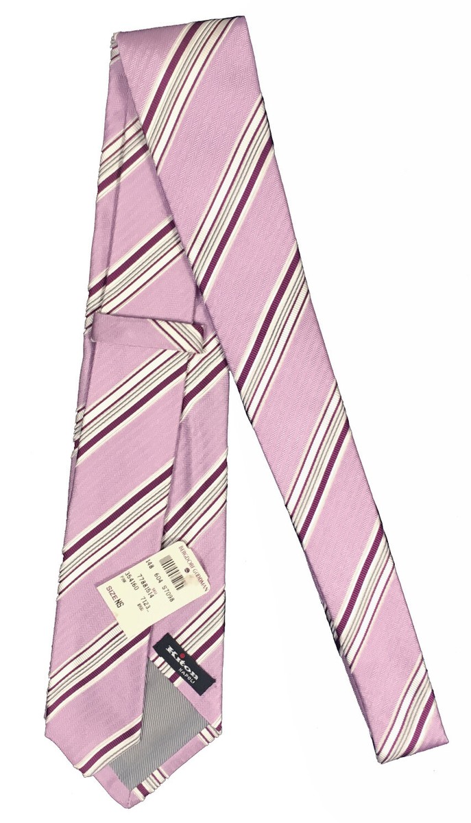 NEW $295 Kiton Pure Silk Tie! Pink With White, Maroon & Gray