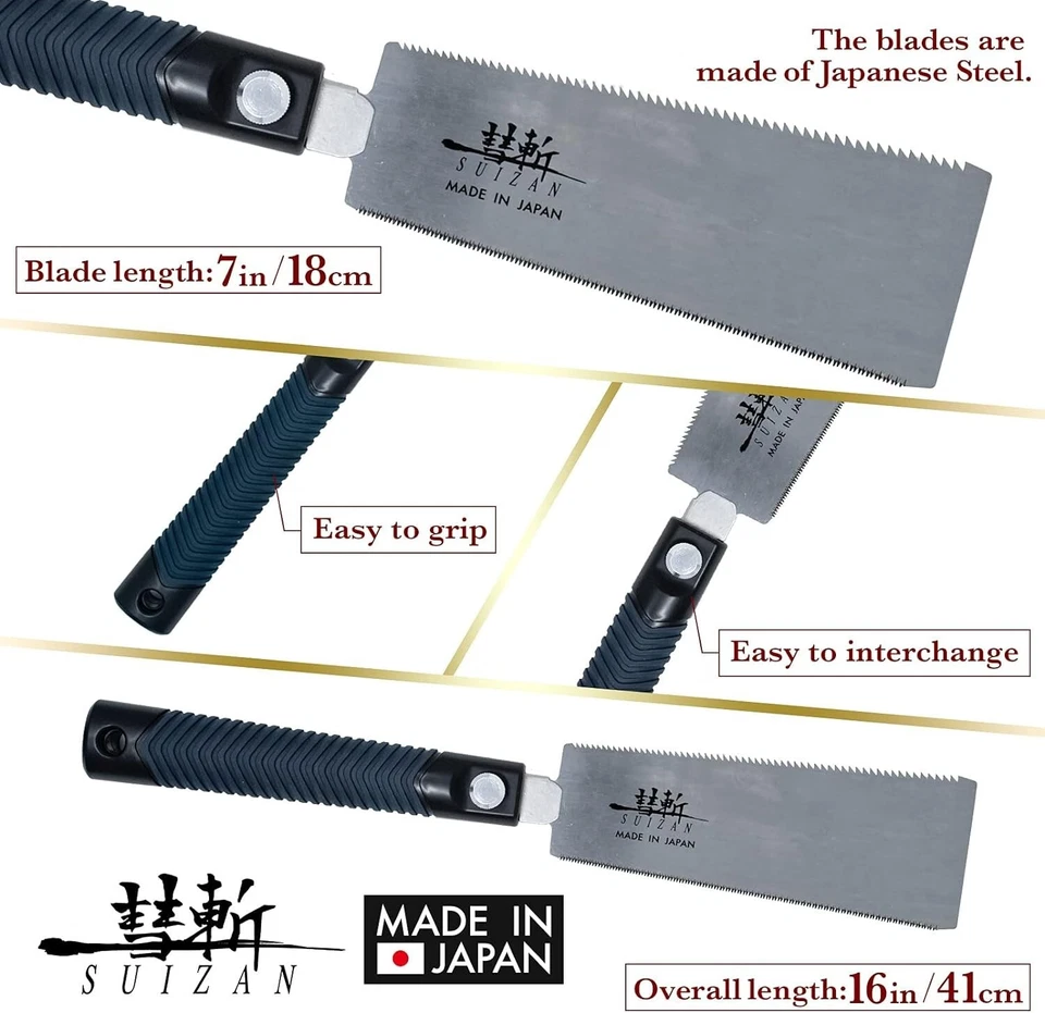 Sierra de mano japonesa SUIZAN 7 pulgadas Ryoba doble filo para carpintería Foto 2 de 4
