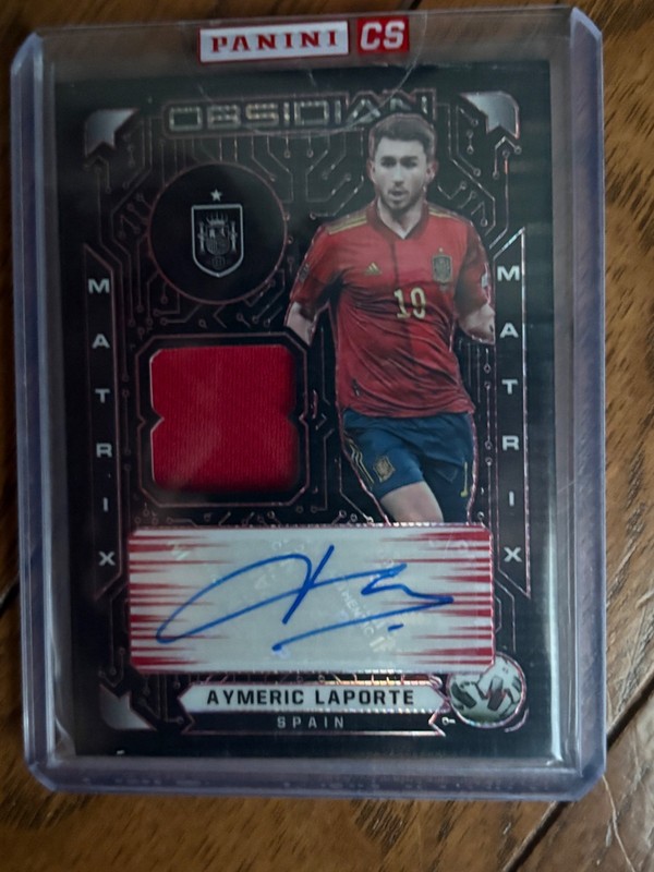 Panini 2021-22 Obsidian Matrix Material Auto Patch Aymeric Laporte MM-AYL 10/44