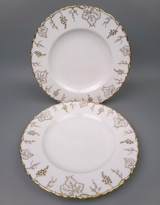 Royal Crown Derby ''Vine'' Essteller x 2. Weiß & Gold Bone China. Vintage 10,25''