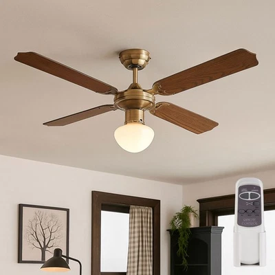 ETC SHOP Deckenventilator Deckenleuchte LED 3 Stufen Rechts Linkslauf Fernbedienung