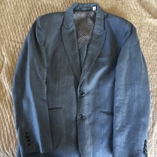 Robert Graham Men's Blue Herringbone Wool Silk Blazer Regular Fit Size 40