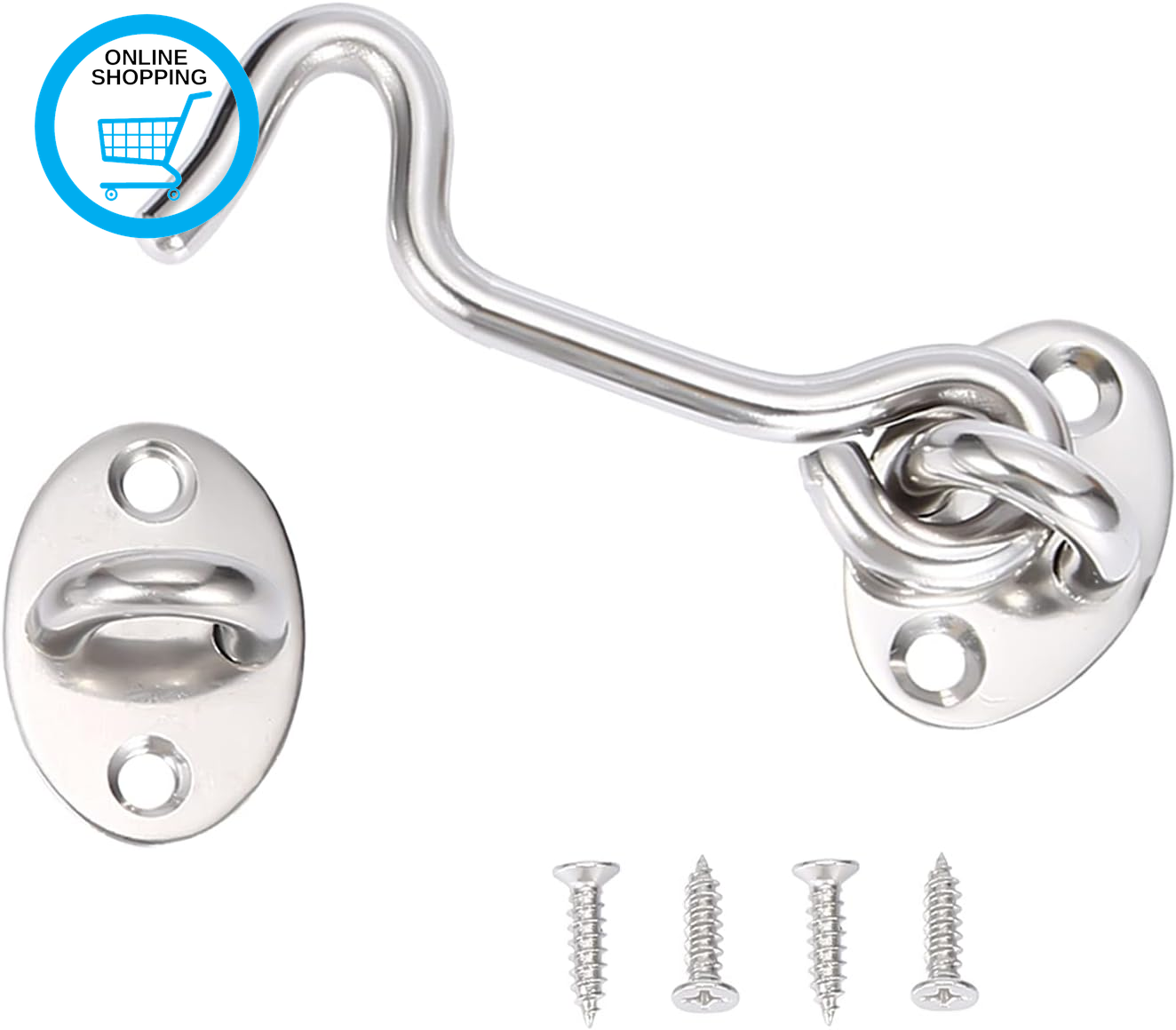 3 Inch Stainless Steel Hook and Eye Latch for Gate, Barn Door Swivel Window Lock