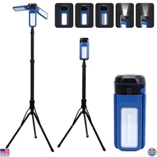 Rechargeable Solar Camping Light, 3 LED Heads, 5 Modes, Telescoping Tripod