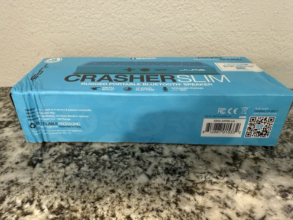 JLAB Crasher Slim Rugged Metal Portable Bluetooth Speaker - Glacier Blue - Image 3 of 3