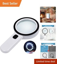 Ergonomic Magnifying Glass with Bright LEDs Comfort for Seniors Hobbyists