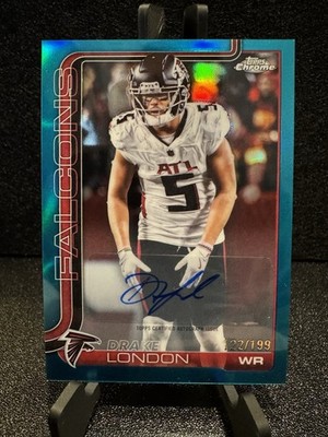 Topps Chrome Drake London Atlanta Falcons Autographs Auto /199 2025 #BA-DL Aqua