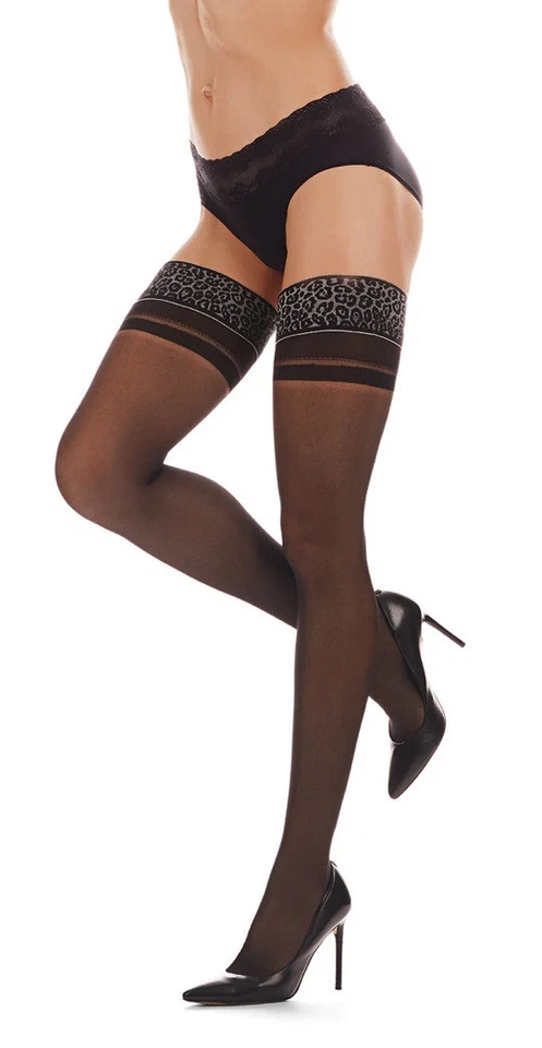MeMOÍ LoveMoi Animal Instinct Backseam Sheer Thigh Highs | Lov150 | - Image 2 of 4
