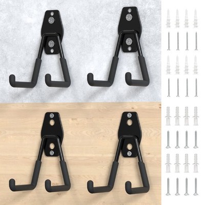 Heavy Duty Garage Storage Hooks (4-Pack) for Bikes & Ladders - 80lbs Capacity...