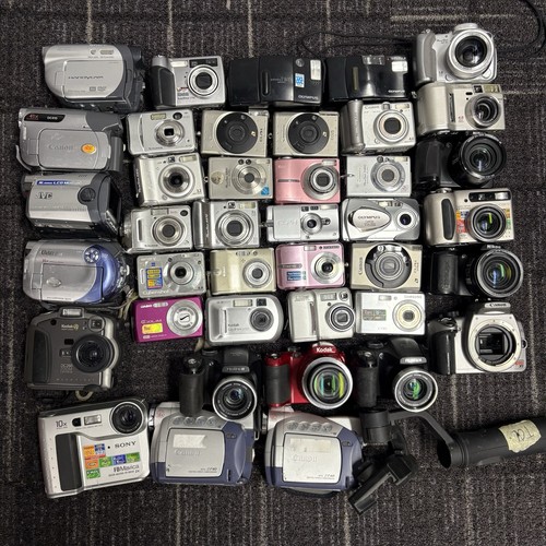 Lot of 40 Digital & Film Cameras FOR PARTS NOT WORKING Canon Nikon Sony Olympus