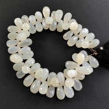 Faceted White Moonstone Teardrop Strand 11x8-13x9mm 9" Gemstone Beads