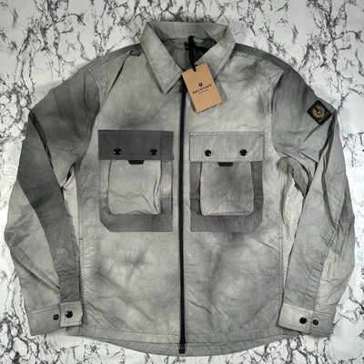 BELSTAFF Herren Old Silver Wave Dye taktisches Overshirt GRÖSSE MEDIUM Jacke neu mit Etikett