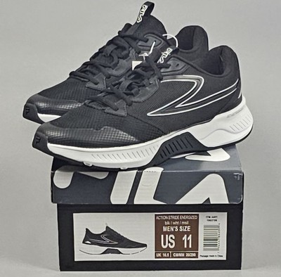 Fila Action-Stride Energized Mens Sneaker Black Mesh Upper Wht Midsole 11 new