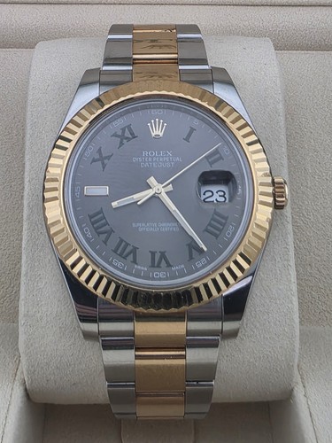 Rolex Wimbledon Datejust II 2-Tone 18K Gold & SS Slate Dial 41...