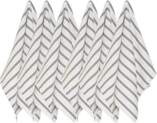 Now Designs Basketweave Kitchen Towel London Gray Stripe, Set of 6 140422