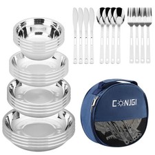 Camping Mess Kits - 28pcs Camping Dinnerware Set Camping Gifts Camping cookwa...