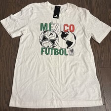 Mens Adidas Mexico Futbol Soccer World Cup Tee T-shirt Short Sleeve White Small