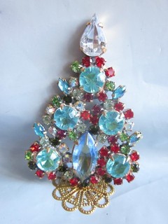 RHINESTONE BEAUTIFUL CZECH HANDMADE CHRISTMAS TREE DECORATION STANDING T167