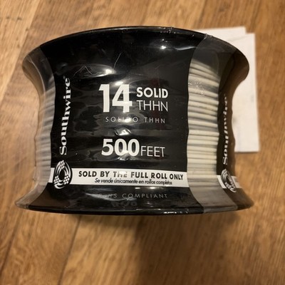 Southwire 11580858 14 Solid Building Wire, White, 500 Ft. - New Condition