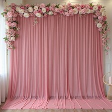 10 x 10 Ft Dusty Rose Backdrop Curtains WrinkleFree Sheer Chiffon Fabric