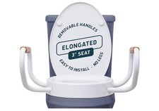 Lunderg Raised Toilet Seat with Handles Round 3 Inches 300lbs White Riser Senior