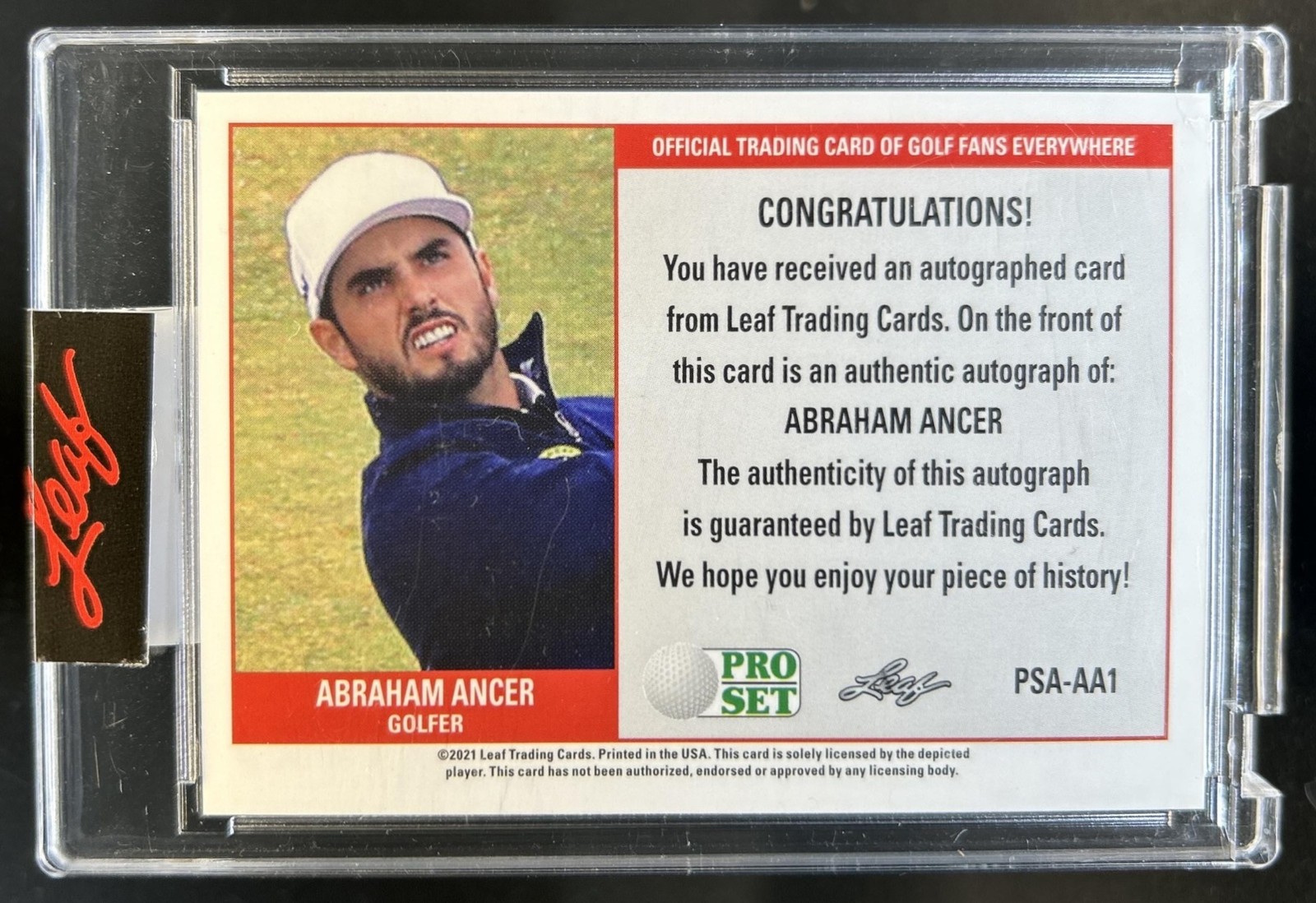 2021 Leaf Pro Abraham Ancer Rookie Auto Autograph RC #PSA-AA1 view 2