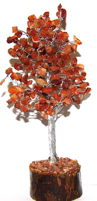 Semi -Precious Gem Tree Carnelian gems- Silver Color Tree Trunk, 300 gems 8 - 9''