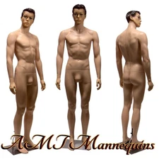 Realistic Male 73" Full Body Sports Skin tone Mannequin + Metal Base-8-1F