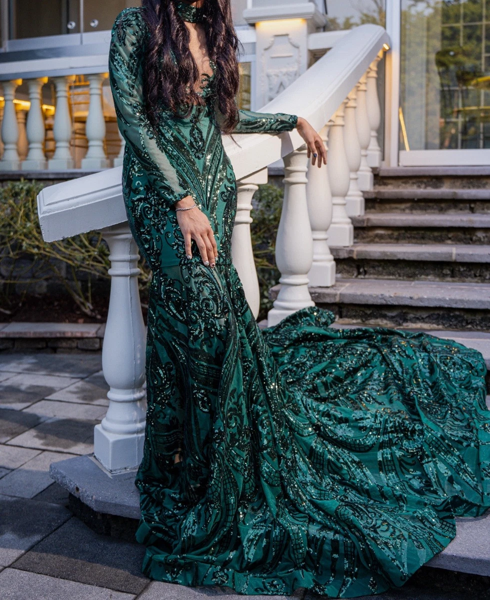 green emerald velvet dress Ever-Pretty Plus Size Empire Waist A-Line V-Neck Summer Formal Wedding Guest Dress with Long Lantern Sleeves