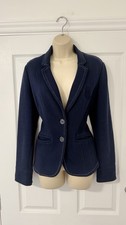 Crew Clothing Company Cotton Navy Blue White Stitch Button Formal Blazer Jacket