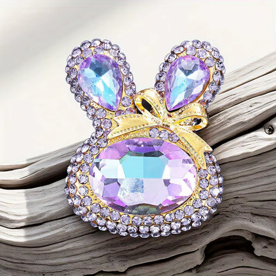 Easter Spring Bunny Crystal Rhinestone Brooch Pin  Rabbit Animal Jewelry Gift