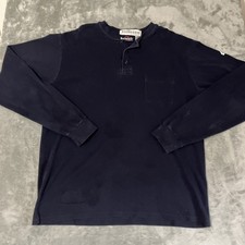 Bulwark FR Henley Mens XL Blue Long Sleeve Flame Resistant Pocket T Shirt Work